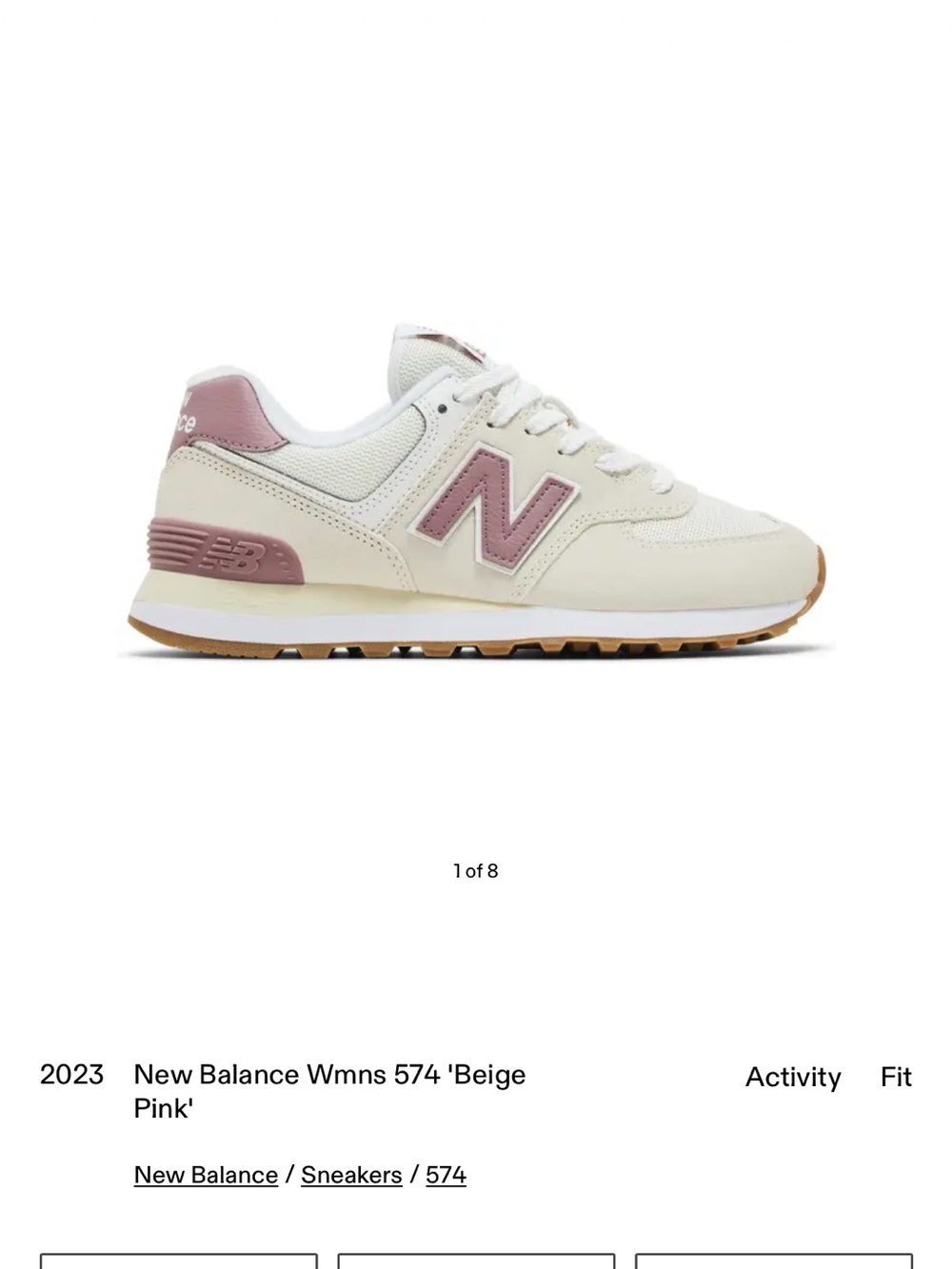 New Balance Beige Sneakers with Mauve Accent
